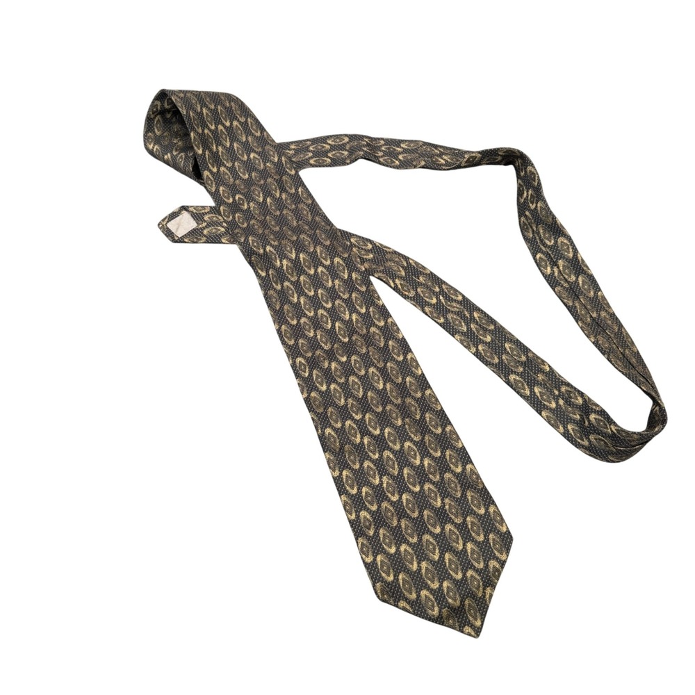 City of London Ferrell Reed Tie Mens OS Brown Gold Silk Medallion Woven Italy